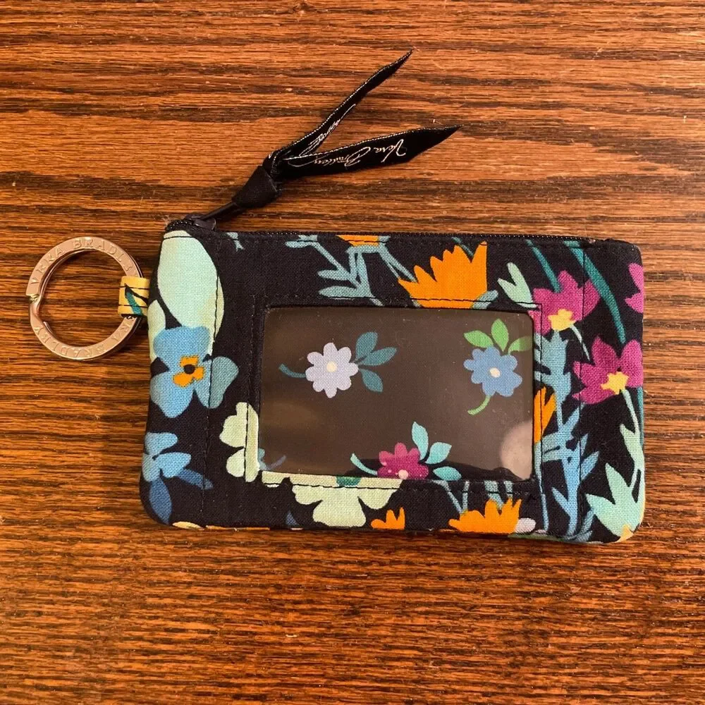 Vera Bradley Midnight Blues Zip ID Case ID's & Credit Card Holder Keyring